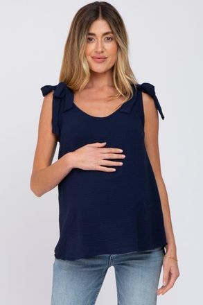 Pinkblush Blue Shoulder Bow Tank Top in Navy Blue at Nordstrom, Size X-Large