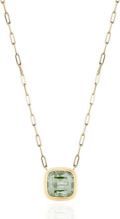 Goshwara Manhattan Cushion Pendant Necklace in Translucent Green at Nordstrom, Size 18