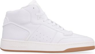 Saint Laurent Mens Mid-Top Sneakers White Calf Trainers