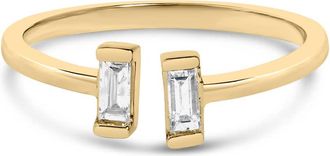 House of Brilliance 14K Yellow Gold Plated Sterling Silver 1/5 Cttw Baguette Diamond Open Band Ring