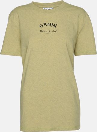 Ganni Ganni Leek Yellow Logo Print T-Shirt