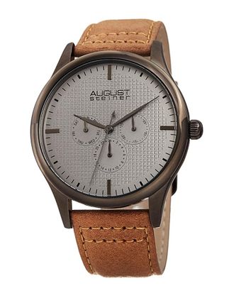 August Steiner Mens Genuine Leather Strap Watch