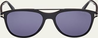 Tom Ford Mens Damian-02 Acetate Oval Sunglasses