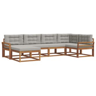 vidaXL Conjunto De Sof&aacute;s De Exterior 6 Pcs Natural Y Gris Claro Vidaxl