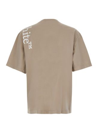 Off-white Vertical Bookish Logo T-Shirt - Beige
