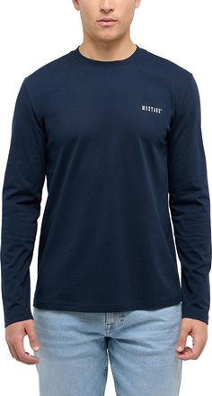 Mustang Langarmshirt MUSTANG Herren Style Asheville, Herren, Gr. 5XL, navy, Jersey, 100% Baumwolle, Rundhals, Shirts Langarmshirt
