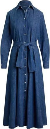 Polo Ralph Lauren Chambray overhemdjurk met strikceintuur - Dames - Shirt Kleedjes - Blauw - XS - Katoen - Kleedjes