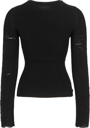 The Attico Fringe-Trimmed Viscose Blouse - Black
