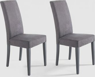 Oresteluchetta 2 Sillas Tapizadas De Microfibra Para Comedor Made In Italy Midland - Gris