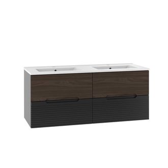 Petits Meubles Mueble lavabo encastrado estratificado Negro marr&oacute;n