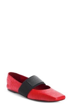 Givenchy Sliced Square Toe Mary Jane Flat in Vermillon at Nordstrom, Size 7.5Us