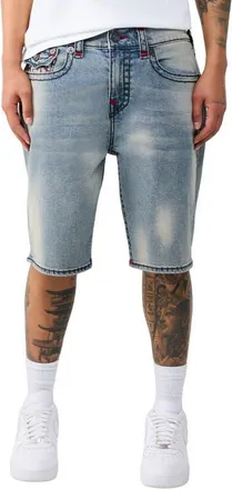 True Religion Bobby Super T Baggy Denim Shorts in Crossover Fade Medium Wash at Nordstrom, Size 40