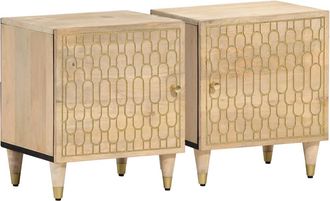 vidaXL Mesitas De Noche 2 Uds Madera Maciza De Mango 40x33x46 Cm Vidaxl