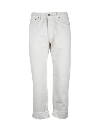 Levi's White Cotton Straight Jeans