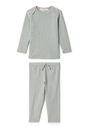 Fragile Boy 2 Piece Ribbed Square Print Top and Pants Set in Seafoam at Nordstrom, Size 18M