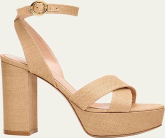 Gianvito Rossi 70mm Raffia Platform Sandals