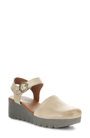 FLY London Vizi Ankle Strap Platform Wedge Clog in Taupe at Nordstrom, Size 10-10.5Us