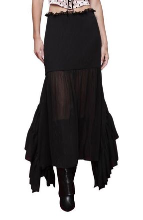Avec Les Filles Handkerchief Hem Skirt in Black at Nordstrom, Size 12
