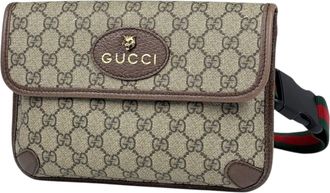 Gucci Brown Coated Canvas Leather Fanny Pack Sling Bag (Pre-Owned)