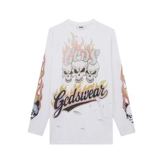 GCDS Long Sleeve Tops, male, White, Size: M Boyel Sweatshirt