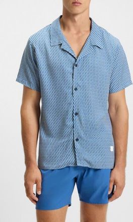 BOSS Beach Camp Shirt in Blue at Nordstrom, Size Xx-Large