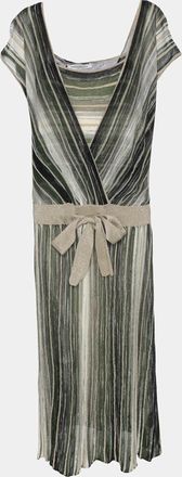 Marina Rinaldi Grey/black Stripe Stretch Knit Midi Dress