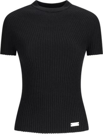 Balmain T-Shirts, female, Black, XS, Ribbed Knit Top