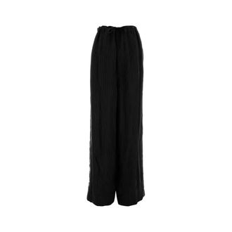 Balenciaga Wide Trousers, female, Black, Size: S Relaxed Fit Wide Leg Drawstring Pants