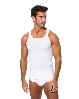 Abanderado Mens Camiseta Tirantes De Algodón Canalé Ocean Kniited Tank Top, White (Blanco 001), X-Large (Size: XL/56)