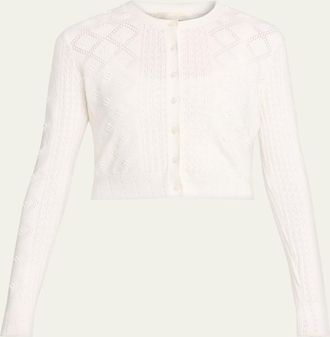 LoveShackFancy Laken Pointelle-Knit Cardigan