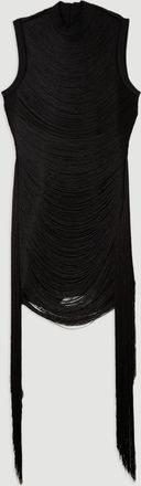 Karen Millen Womens Bandage Figure Form Knit Tassel Mini Dress - Black - Size X-Small