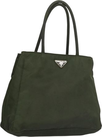 Prada Tessuto Khaki Nylon Handbag (Pre-Owned)