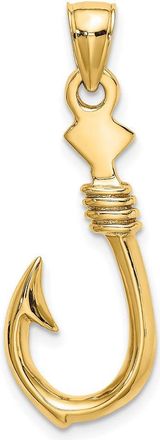 Diamond2Deal 10k Yellow Gold 3-D Large Fish Hook with Rope Charm
