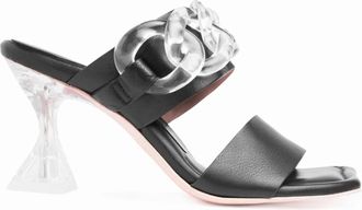 Ras Zwarte leren sandaal 7210-P stijl - Dames - Muiltjes - Zwart - 36 EU - Schoenen