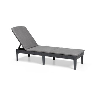 Dmora Dmora - Tumbona Glace, Tumbona De Jard&iacute;n, Cama Plegable Al Aire Libre, Silla Reclinable, 188x58 H29 Cm, Antracita Y Gris
