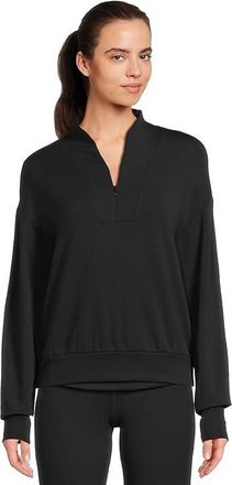 SPLITS59 Birdie Fleece 1/2 Zip Womens Sweater Black : MD, Fleece/Modal/Spandex