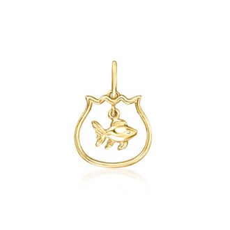 Ross-Simons Italian 10kt Yellow Gold Fish in Bowl Charm