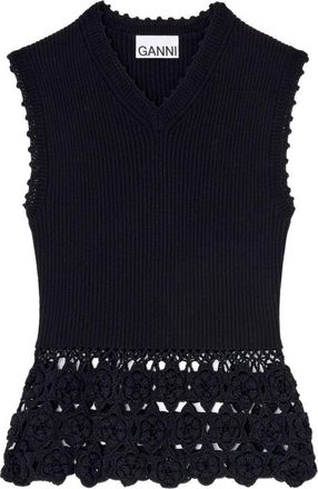 Ganni Crochet Cotton Vest