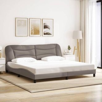 vidaXL Cama Sin Colch&oacute;n Tela Gris Taupe 200x200 Cm Vidaxl