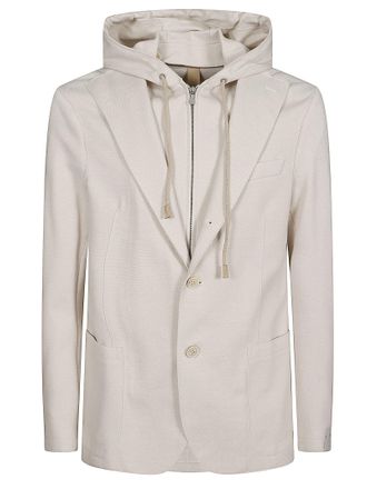 Eleventy Single-Breasted Beige Jacket With Removable Hood And Versatile Pockets