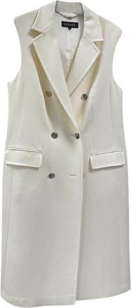 Escada Ivory Tailored Wool Sleeveless Jacket Size L