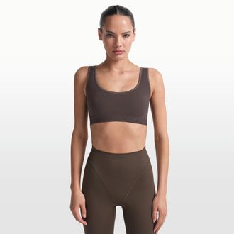 Nike Womens SKIMS Ribbed Seamless Scoop Bra in Brown | BABRA9713W-PHR