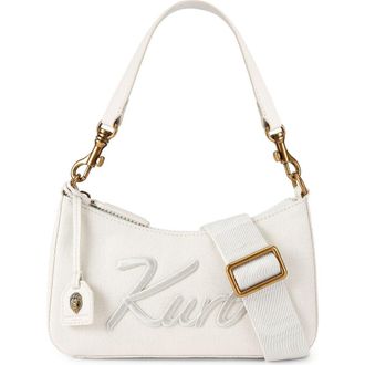 Kurt Geiger Small Kurt Cotton Canvas Crossbody Bag in White at Nordstrom