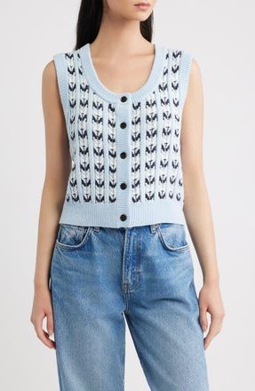 Rails Chance Fair Isle Sleeveless Cardigan in Sky Blue at Nordstrom, Size Xx-Small