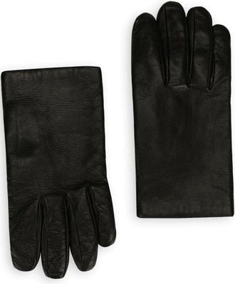 Dolce & Gabbana Zwarte Cashmere Gevoerde Nappa Handschoenen - Heren - Handschoenen - Zwart - 9 IN - Leer - Accessoires