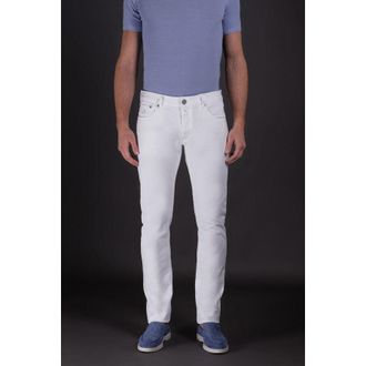 Moorer MenS White Slim Fit Trousers, Size 31