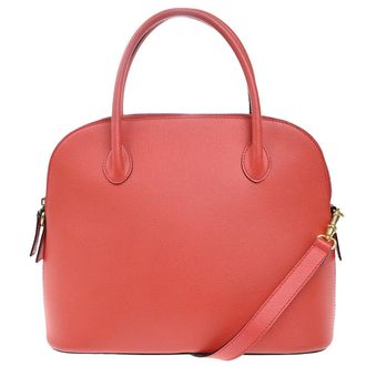 Celine Vintage Convertible Bowler Leather Red Leather Handbag (Pre-Owned)