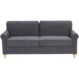 Beliani Beliani - Velvet 3 Seater Sofa Dark Grey Upholstery Pocket Spring Seat Ronneby