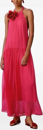 Farm Rio Maxi-urk met bloemdetail en halternek - Roze