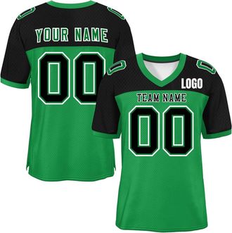 Generic Custom American Football Jersey for Men Women Youth Personalised Athletic Mesh Football Shirt with Name Number Retro Striped Short Sleeves Breathable 